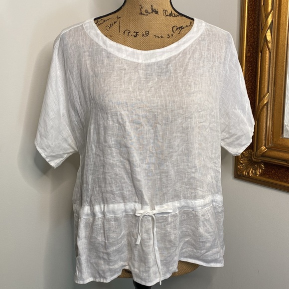New Cloth & Stone Linen Top White Size Small Short Sleeve Relaxed Fit Women - Picture 10 of 10